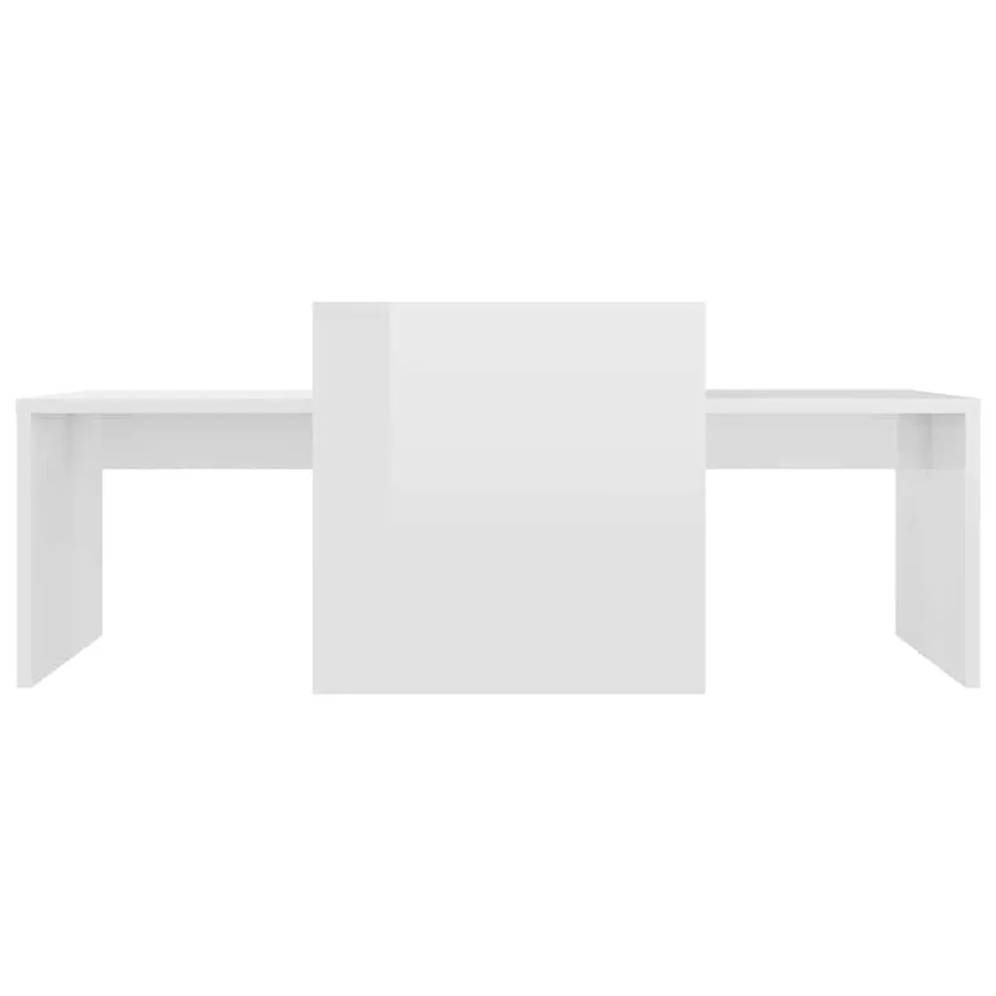 Ensemble de table basse Blanc brillant Bois d’ingénierie - 4