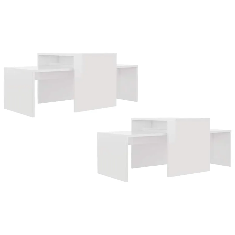 Ensemble de table basse Blanc brillant Bois d’ingénierie - 5