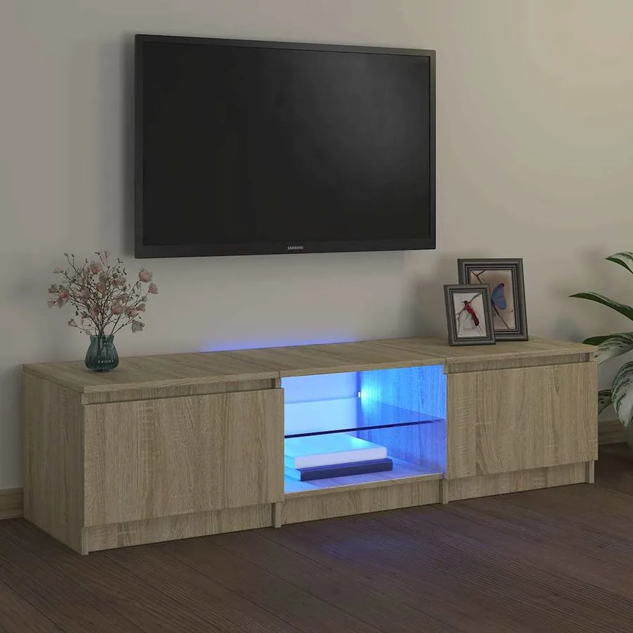 Meuble TV avec lumières LED chêne sonoma 140x40x36 cm