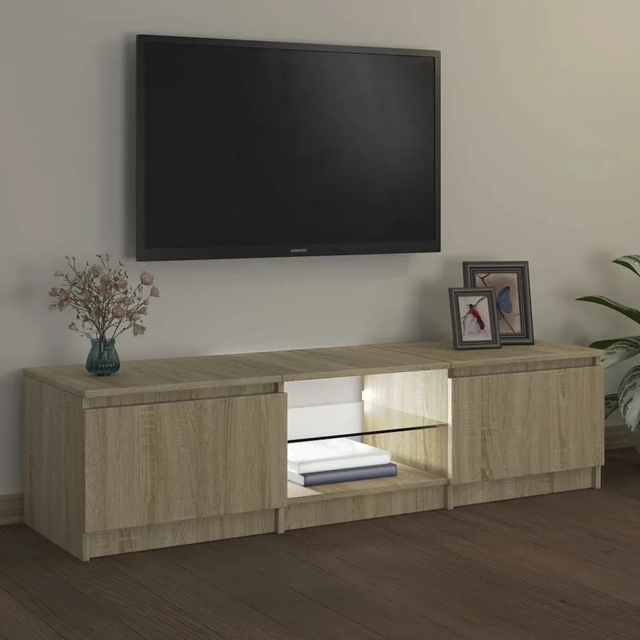 Meuble TV avec lumières LED chêne sonoma 140x40x36 cm - 4