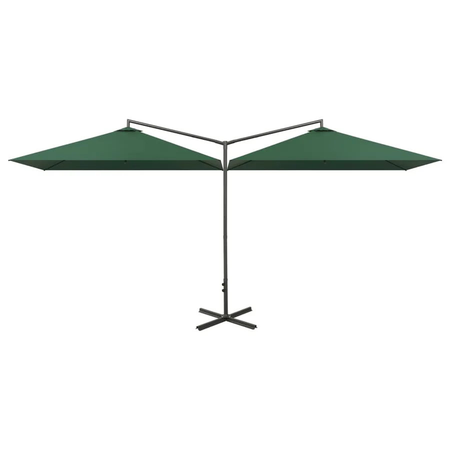 Parasol de jardin double avec mât en acier Vert 600x300 cm - 2