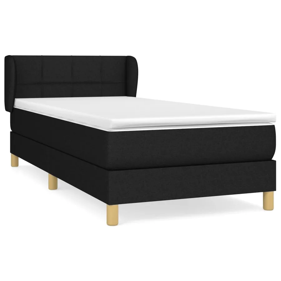 Sommier à lattes de lit avec matelas Noir 90x200 cm Tissu - 2