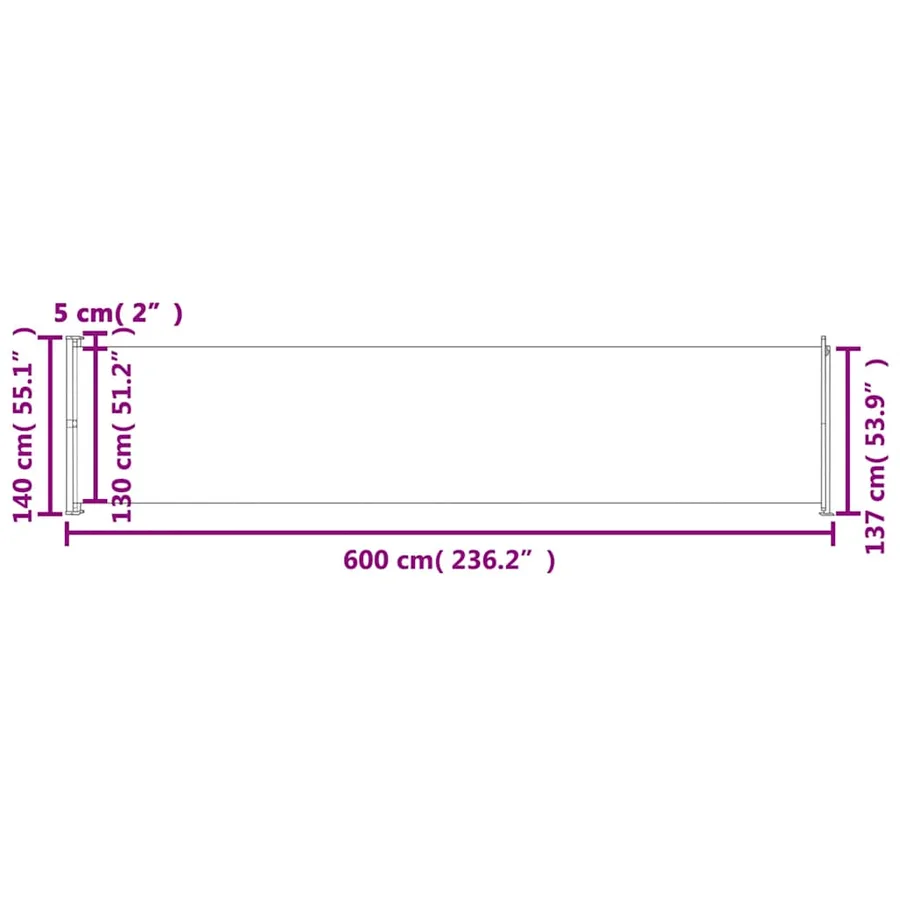 Auvent latéral rétractable de patio 140x600 cm Crème - 8