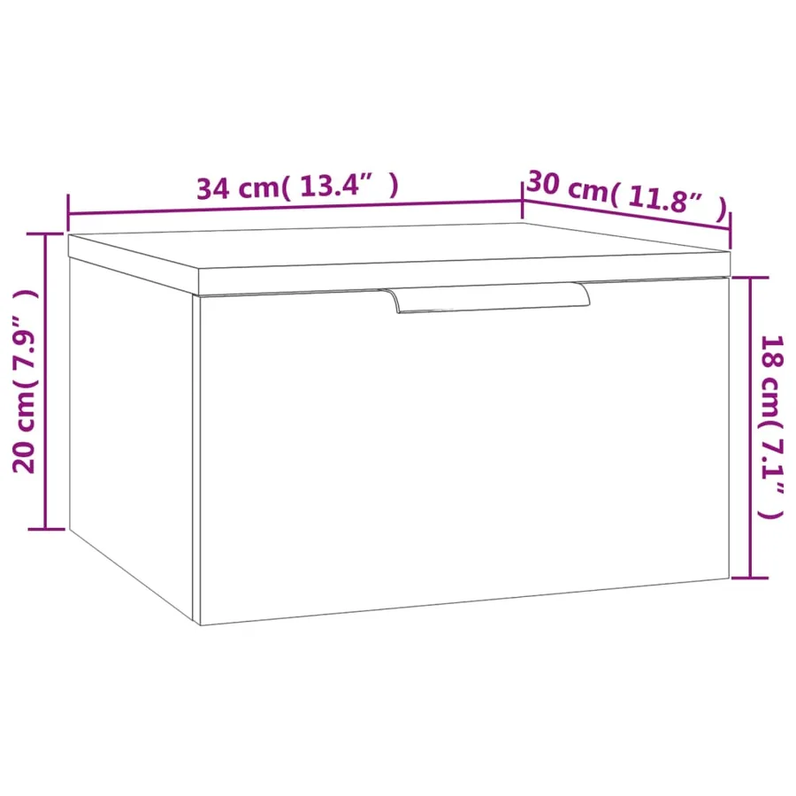Tables de chevet murales 2 pcs noir 34x30x20 cm - 13