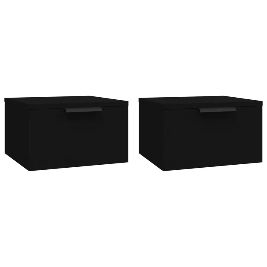 Tables de chevet murales 2 pcs noir 34x30x20 cm - 2