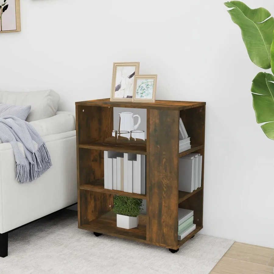 Armoire roulante Chêne fumé 60x35x75 cm Bois d'ingénierie - 3
