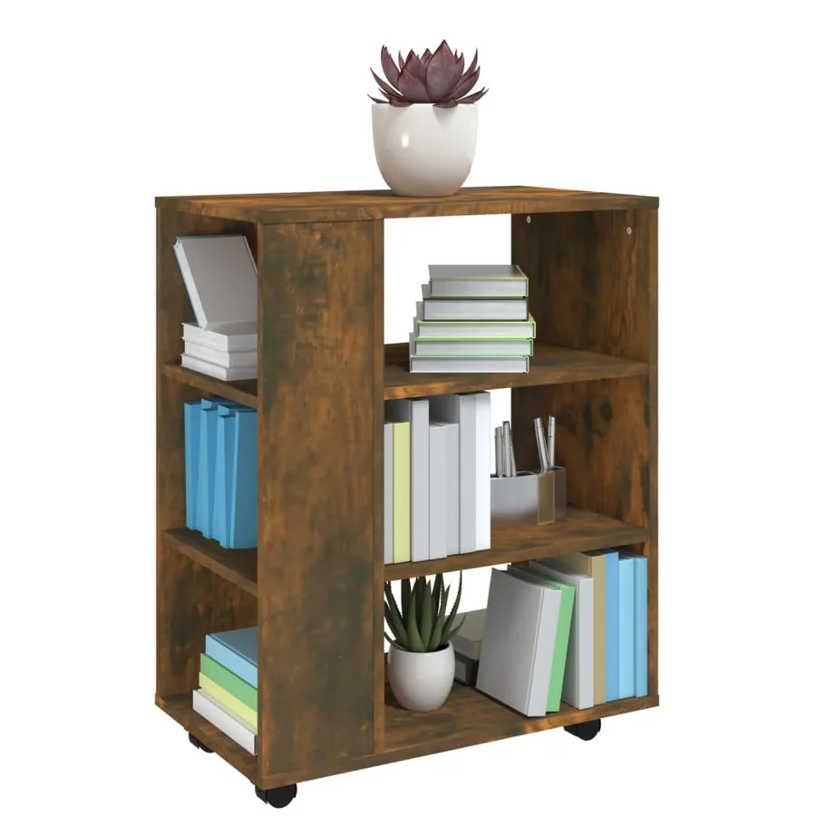 Armoire roulante Chêne fumé 60x35x75 cm Bois d'ingénierie - 5