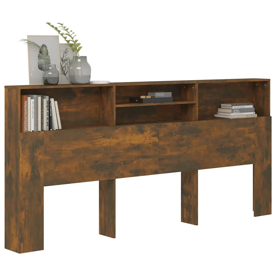 Armoire de tête de lit Chêne fumé 220x19x103,5 cm - 6