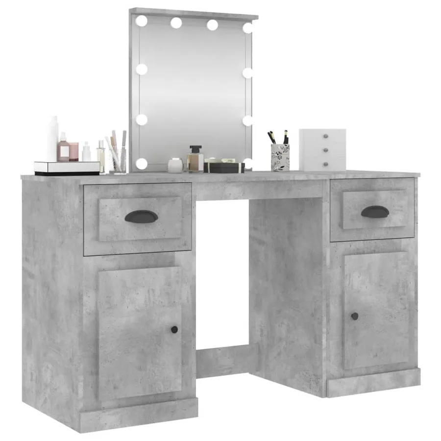 Coiffeuse avec LED gris béton 130x50x132,5 cm - 4