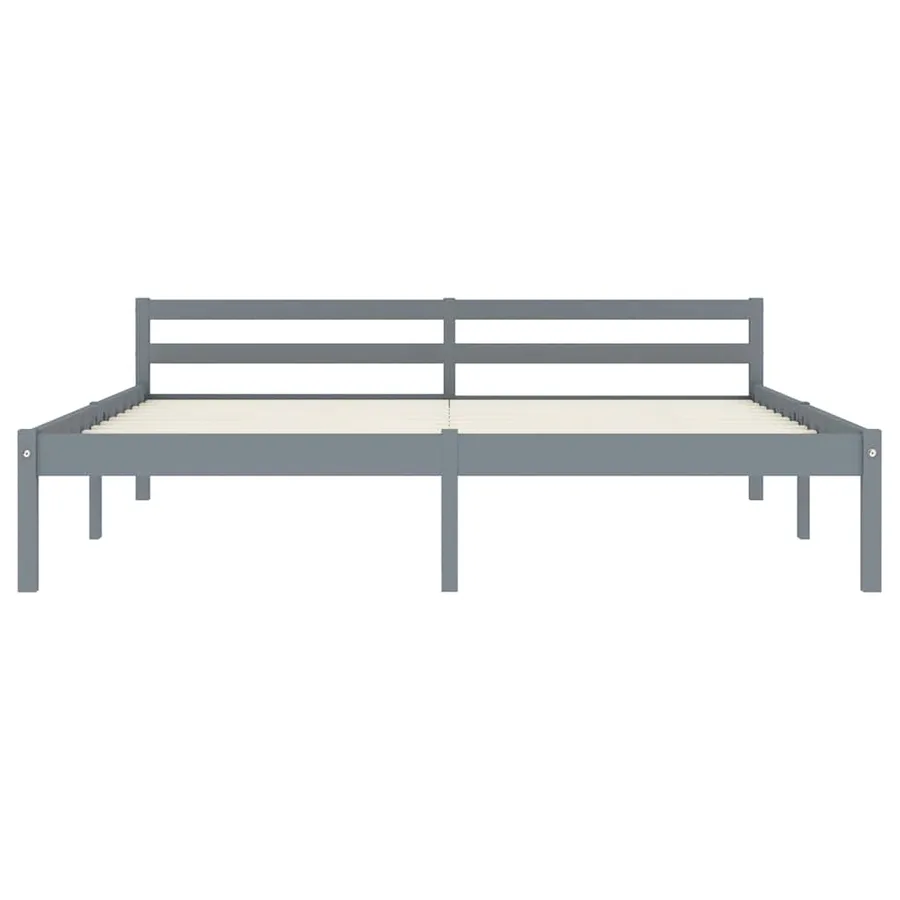 Cadre de lit sans matelas gris bois massif de pin 160x200 cm - 3