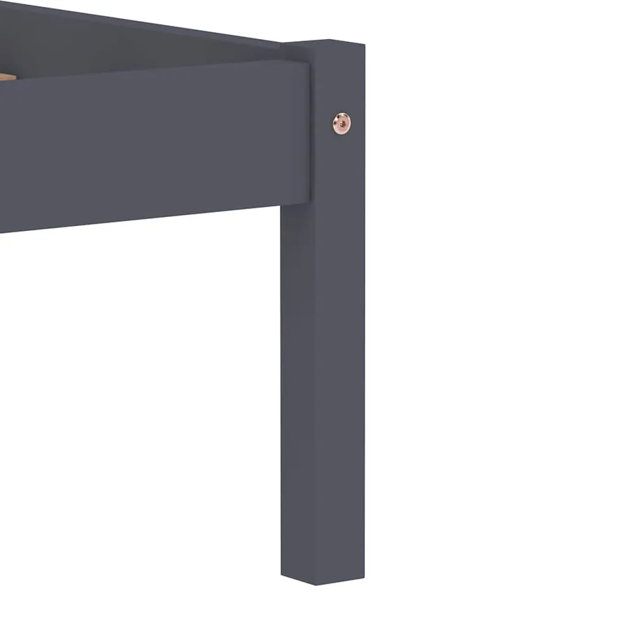Cadre de lit sans matelas gris bois massif de pin 160x200 cm - 6