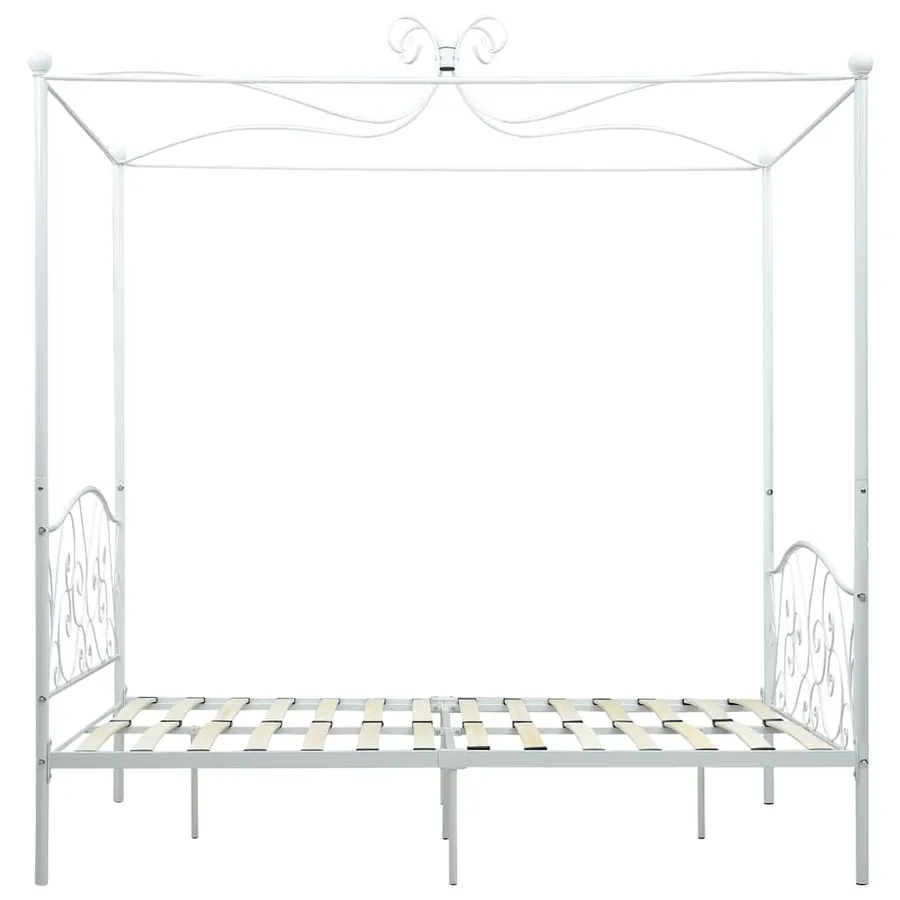 Cadre de lit à baldaquin Blanc Métal 120 x 200 cm - 4