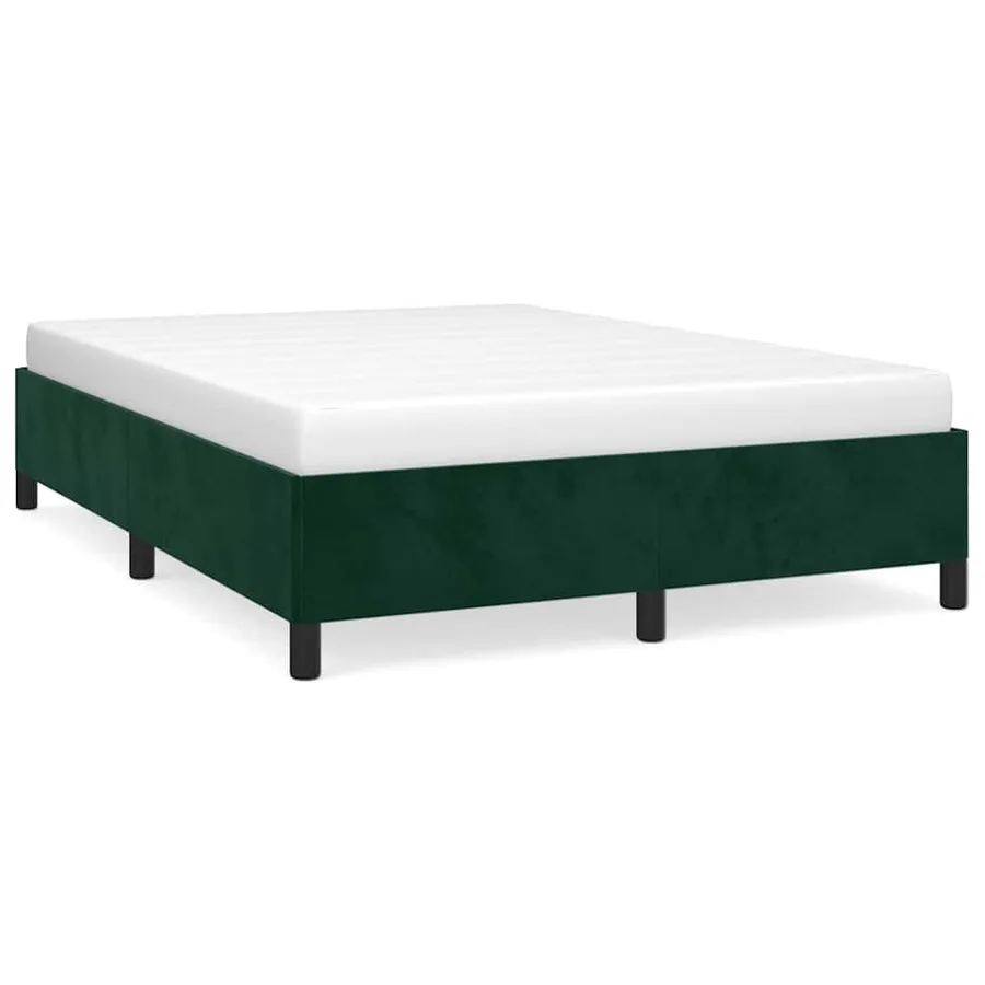 Cadre de lit sans matelas vert foncé 140x190 cm velours - 2