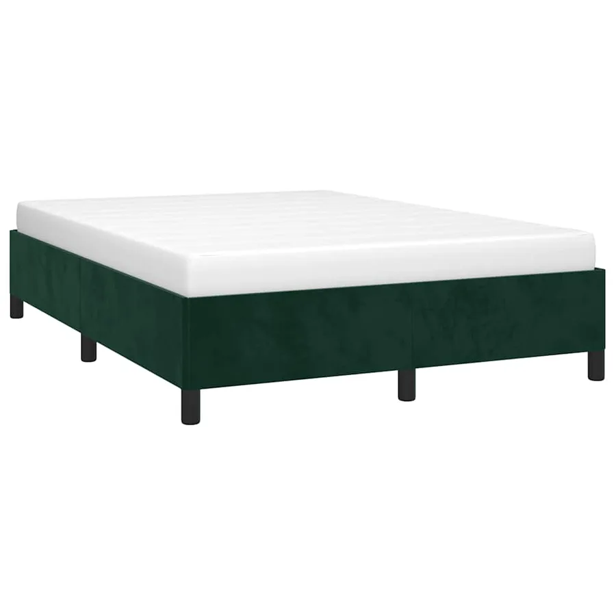 Cadre de lit sans matelas vert foncé 140x190 cm velours - 3