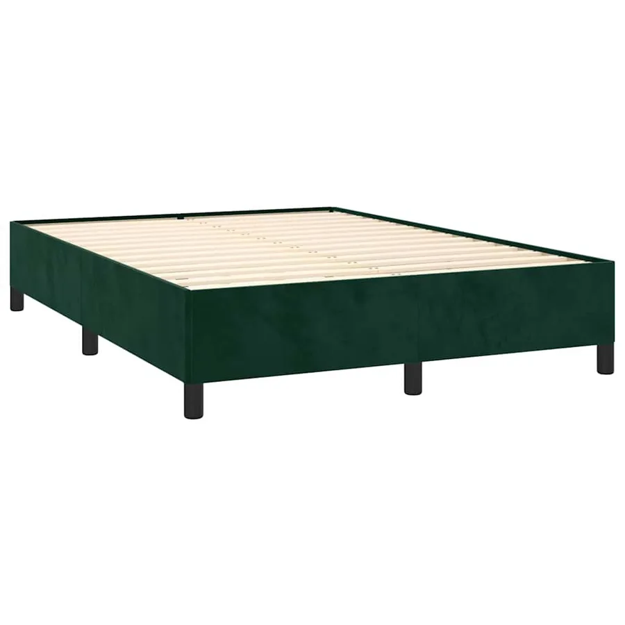 Cadre de lit sans matelas vert foncé 140x190 cm velours - 4