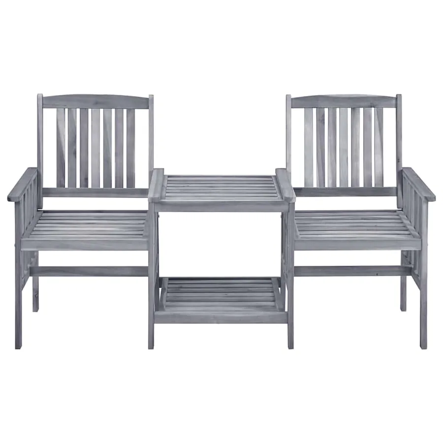 Chaises de jardin avec table à thé et coussins Acacia solide - 4