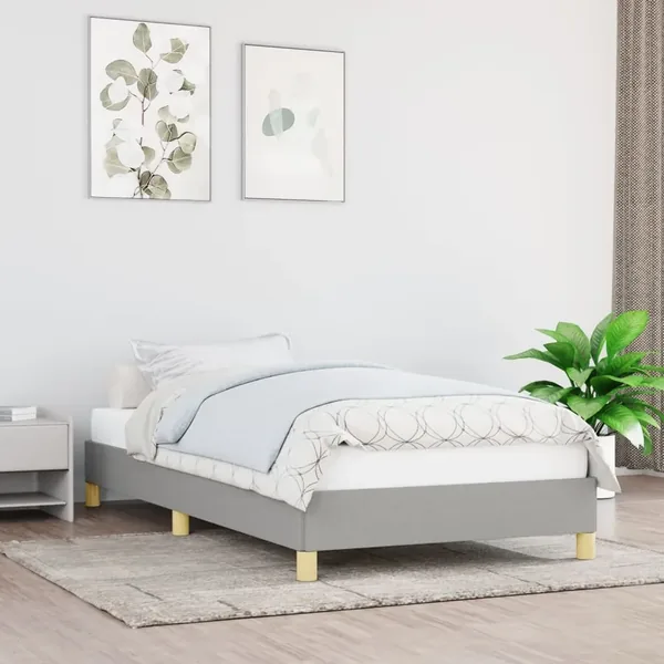 Cadre de lit sans matelas gris clair 90x190 cm tissu