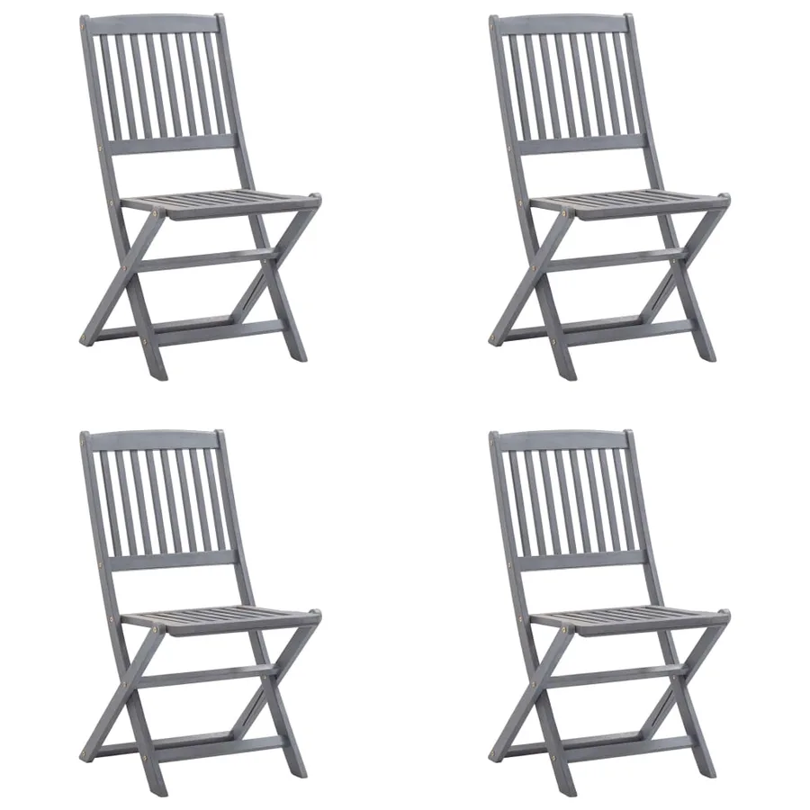 Chaises pliables d'extérieur lot de 4 et coussins Bois d'acacia - 3