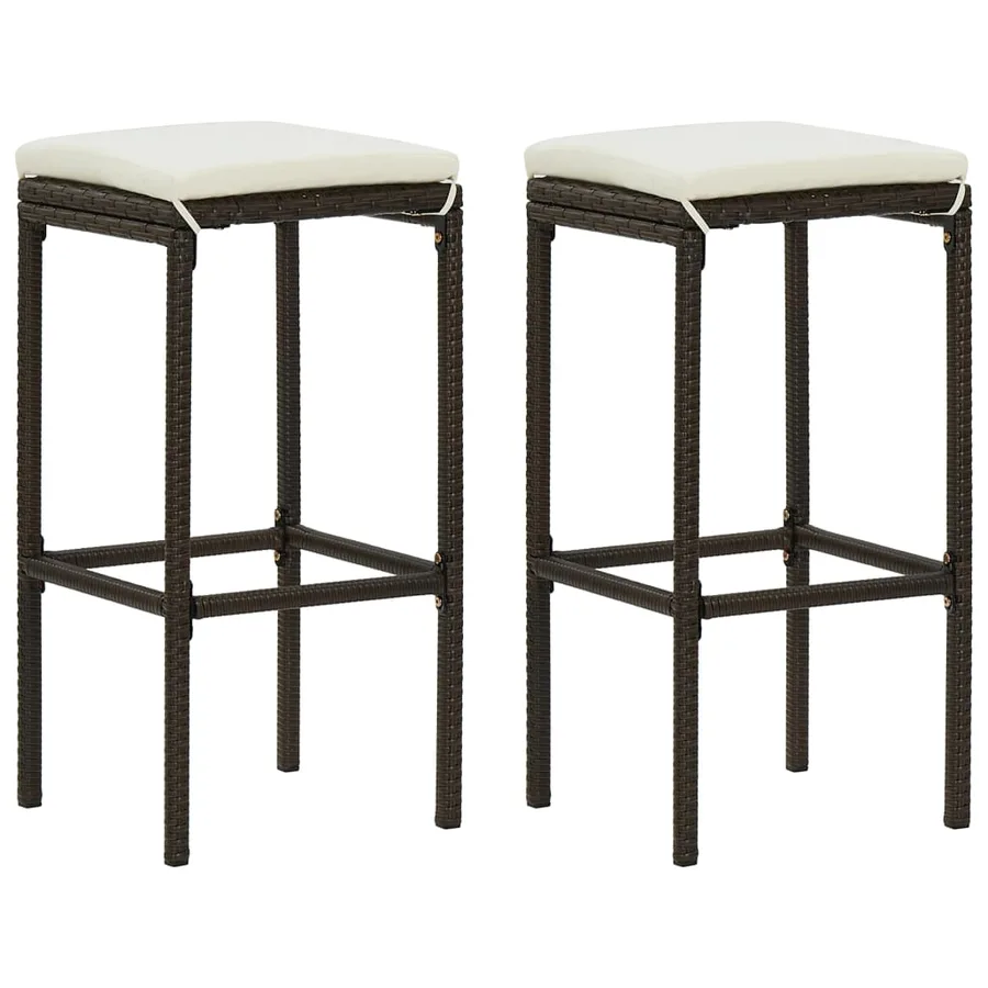 Ensemble de bar de jardin avec coussins 3 pcs Marron - 3