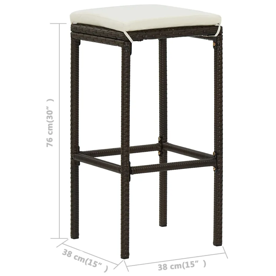 Ensemble de bar de jardin avec coussins 3 pcs Marron - 9