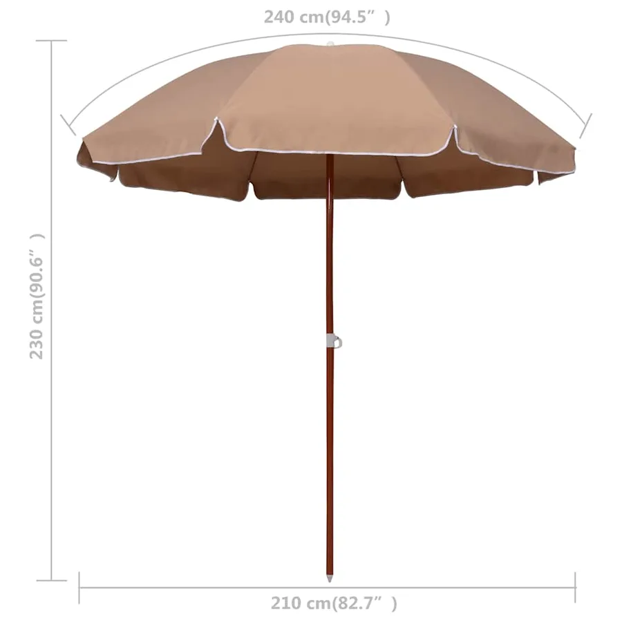 Parasol de jardin avec mât en acier 240 cm taupe - 5