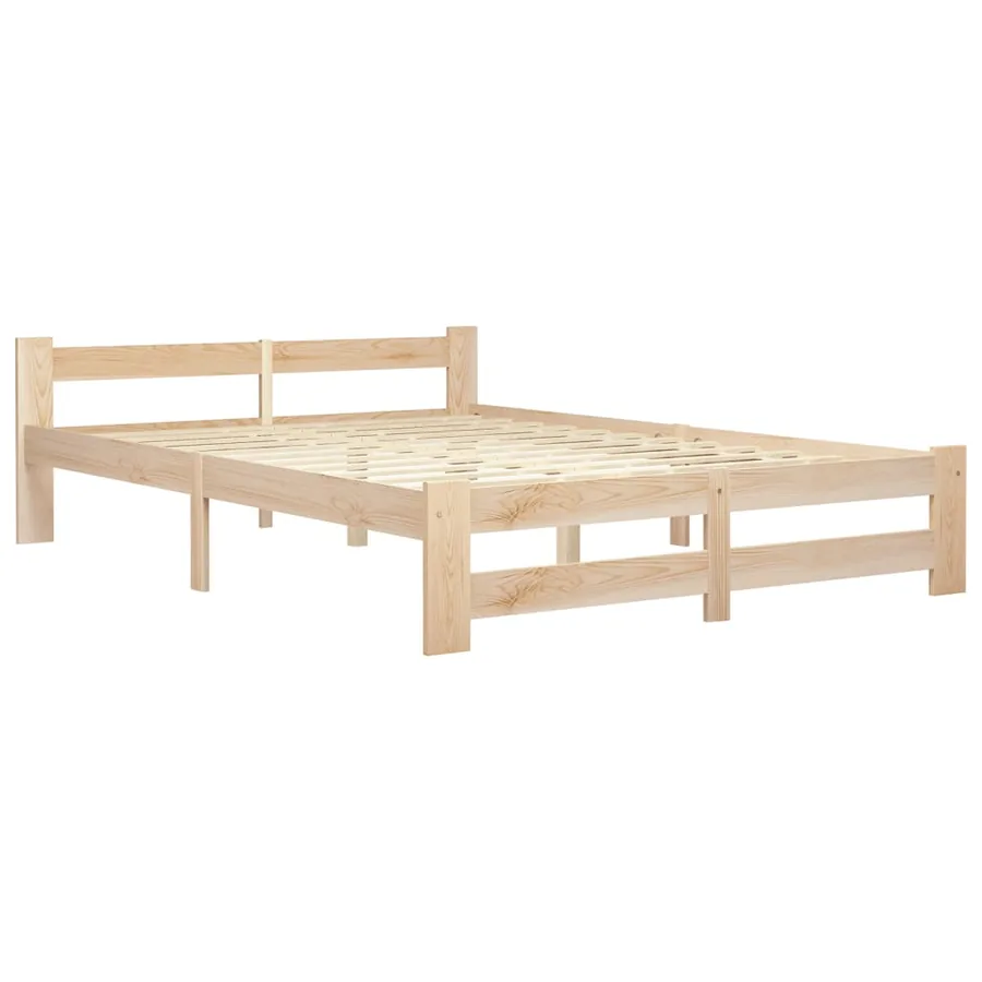 Cadre de lit sans matelas bois de pin massif 120x200 cm - 2