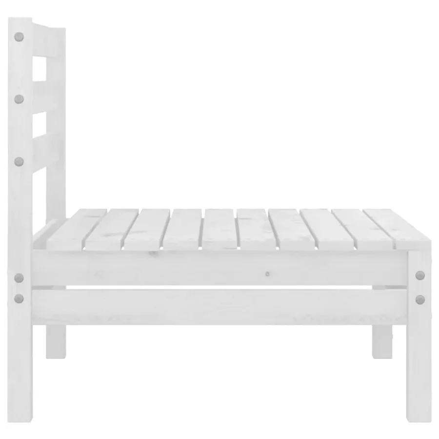 Salon de jardin 9 pcs Blanc Bois de pin massif - 14