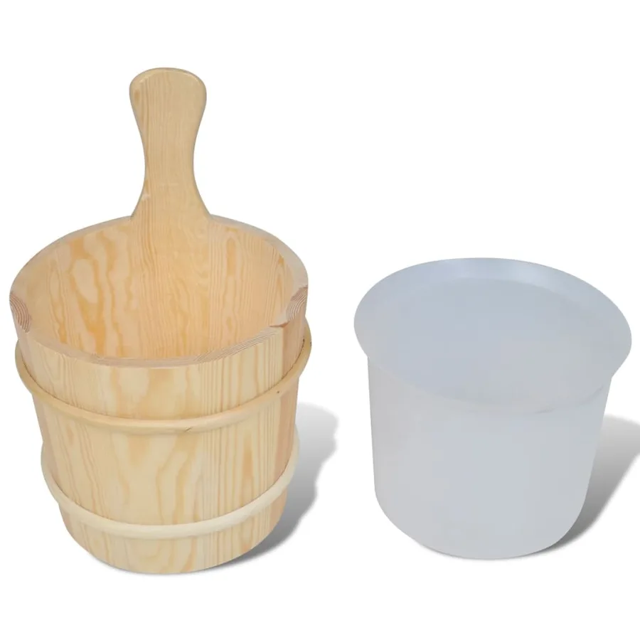 Accessoires sauna 5 pcs Seau Cuillère Sablier Thermo-hygromètre - 2