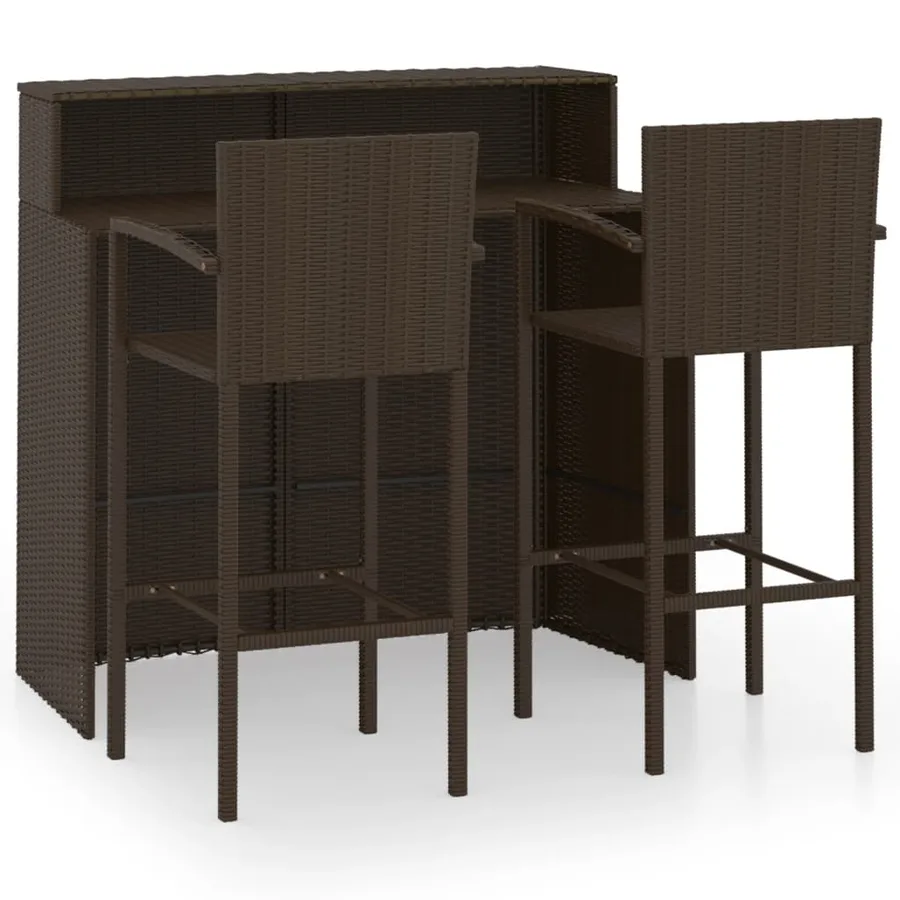Ensemble de bar de jardin 3 pcs Marron - 2