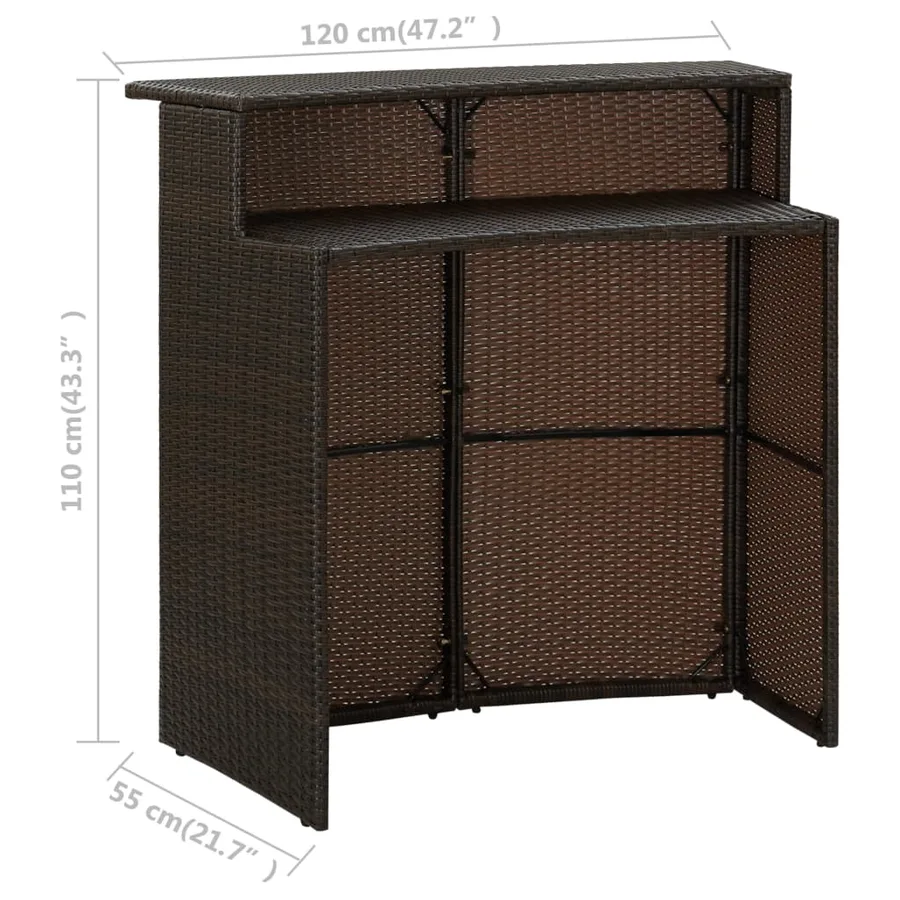 Ensemble de bar de jardin 3 pcs Marron - 8