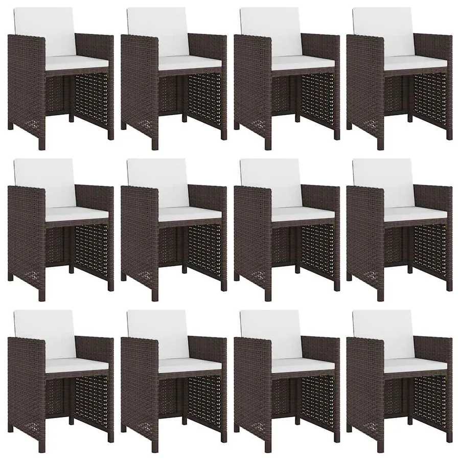 Ensemble à manger d'extérieur et coussins 13 pcs Résine tressée - 2