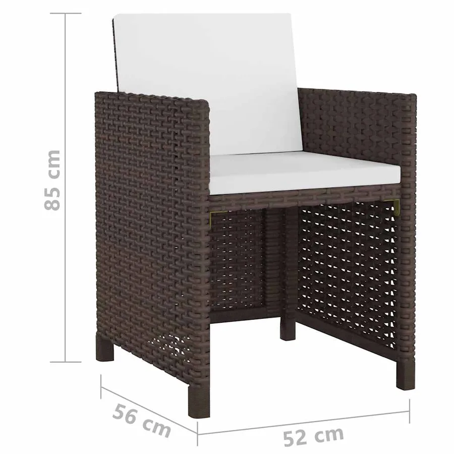 Ensemble à manger d'extérieur et coussins 13 pcs Résine tressée - 7
