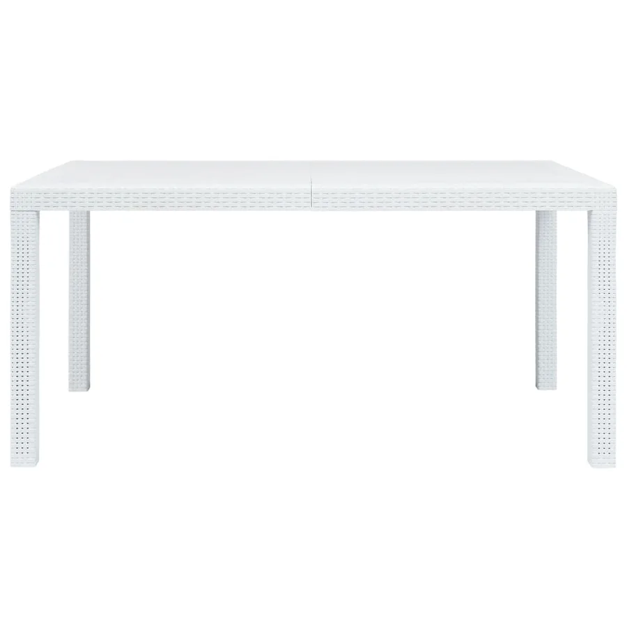 Table de jardin Blanc 150x90x72 cm Plastique Aspect de rotin - 2