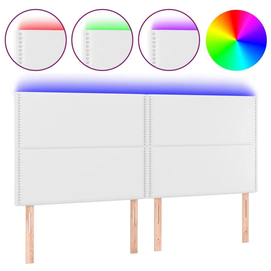 Tête de lit à LED Blanc 200x5x118/128 cm Similicuir - 2