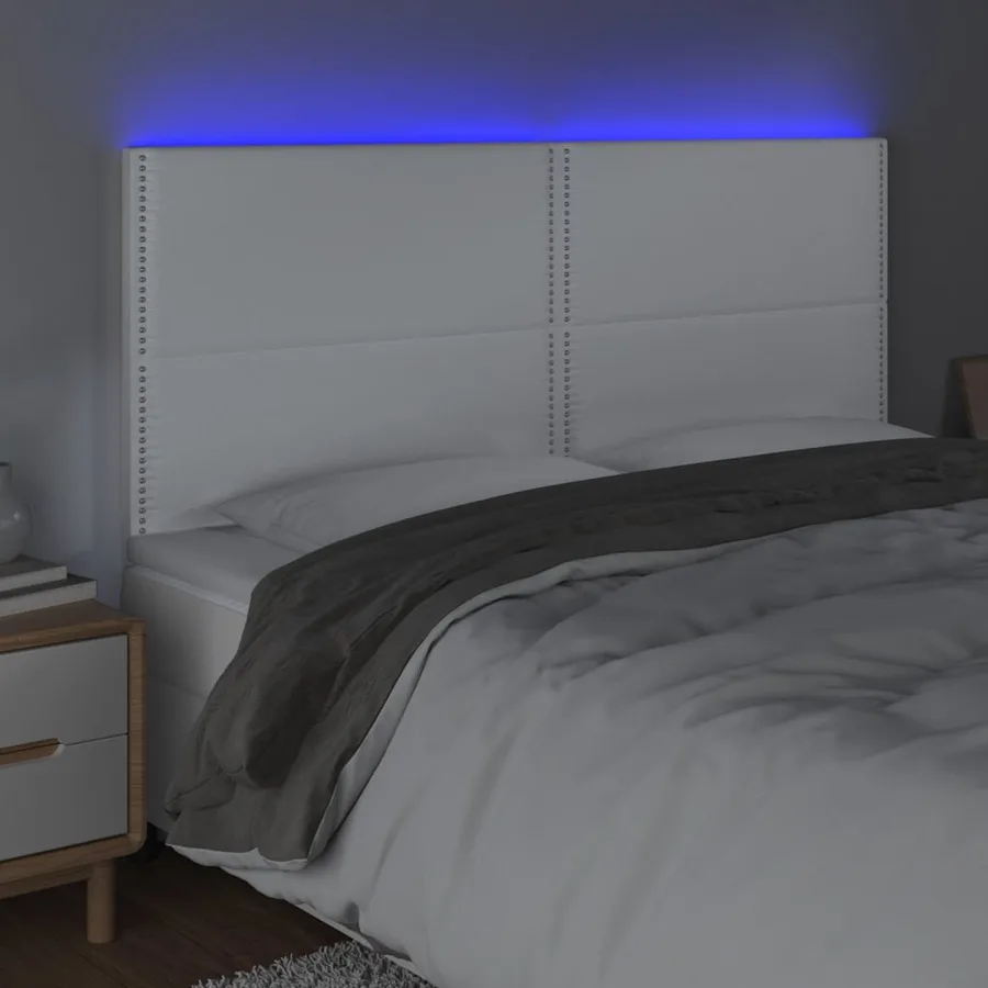Tête de lit à LED Blanc 200x5x118/128 cm Similicuir - 3