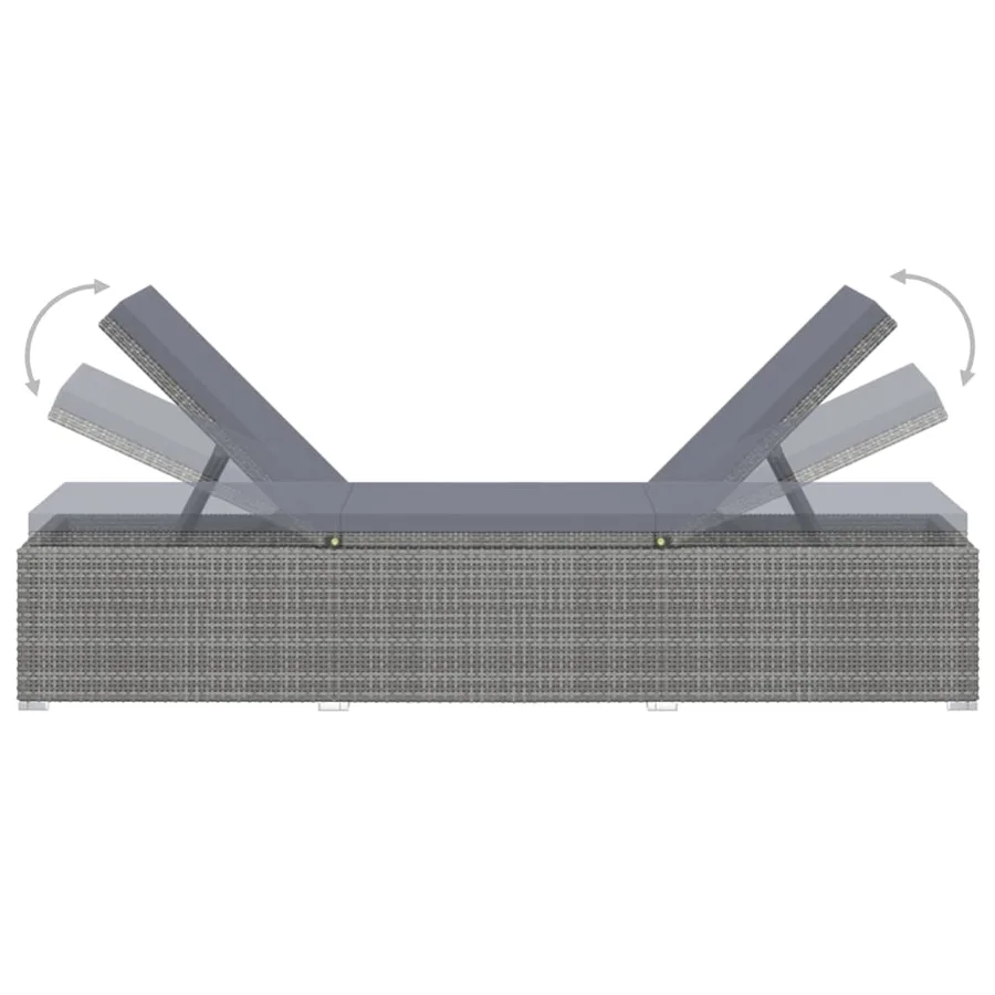 Chaise longue avec coussin et table à thé résine tressée marron - 31