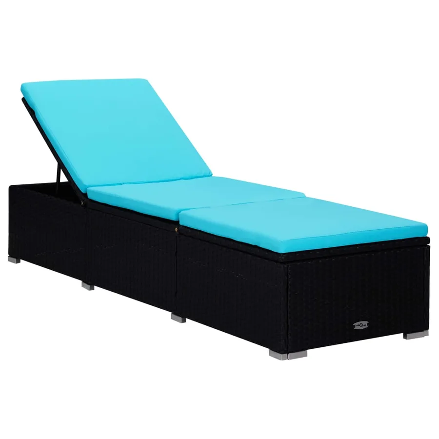 Chaise longue avec coussin et table à thé résine tressée marron - 40