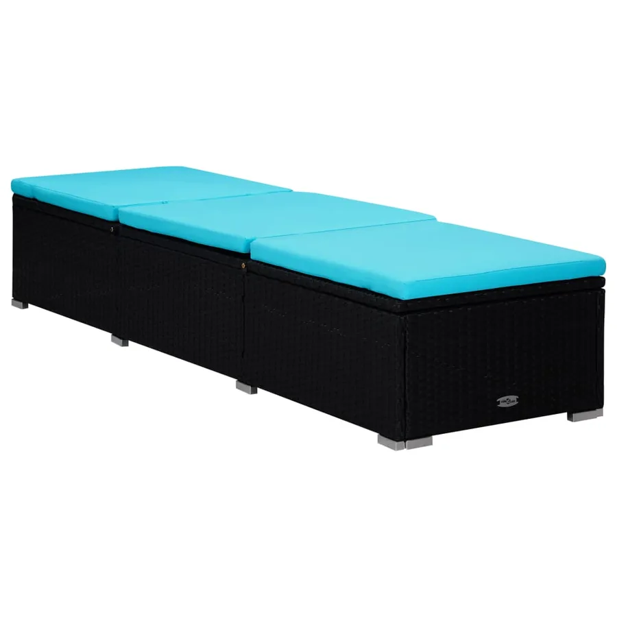 Chaise longue avec coussin et table à thé résine tressée marron - 41