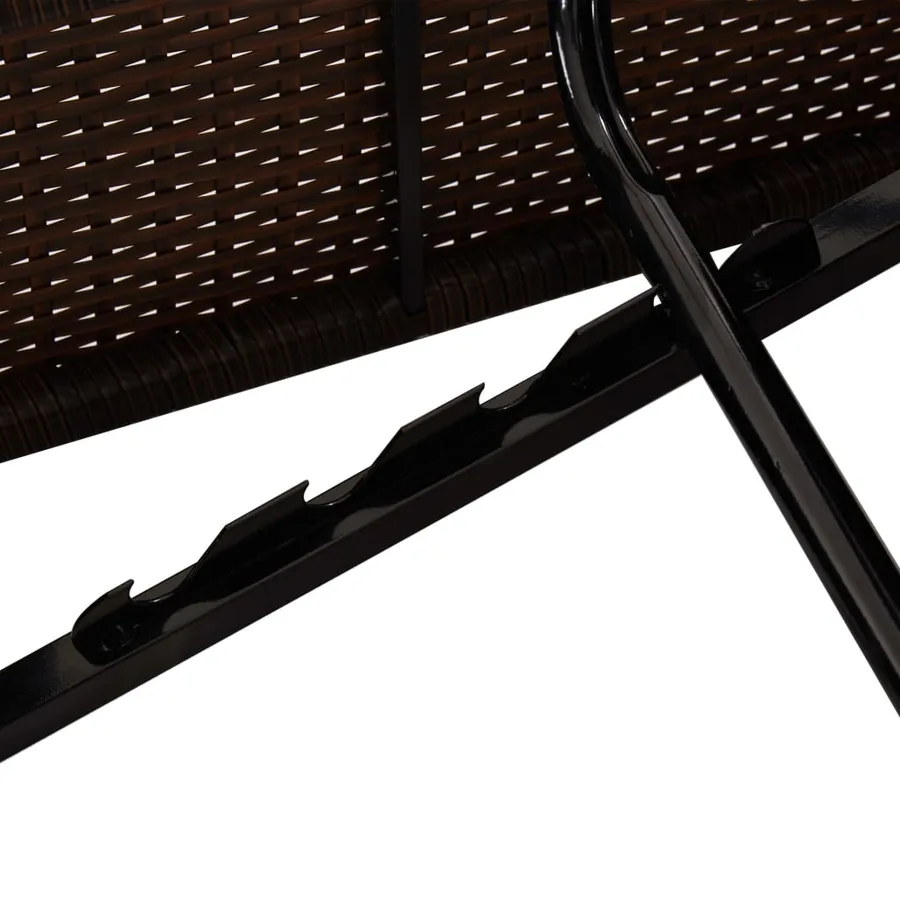 Chaise longue avec coussin et table à thé résine tressée marron - 9