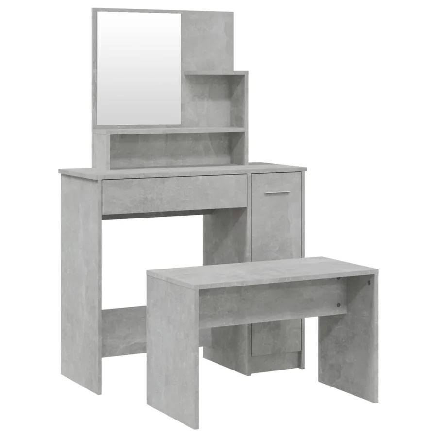 Ensemble de coiffeuse Gris béton 86,5x35x136 cm - 2