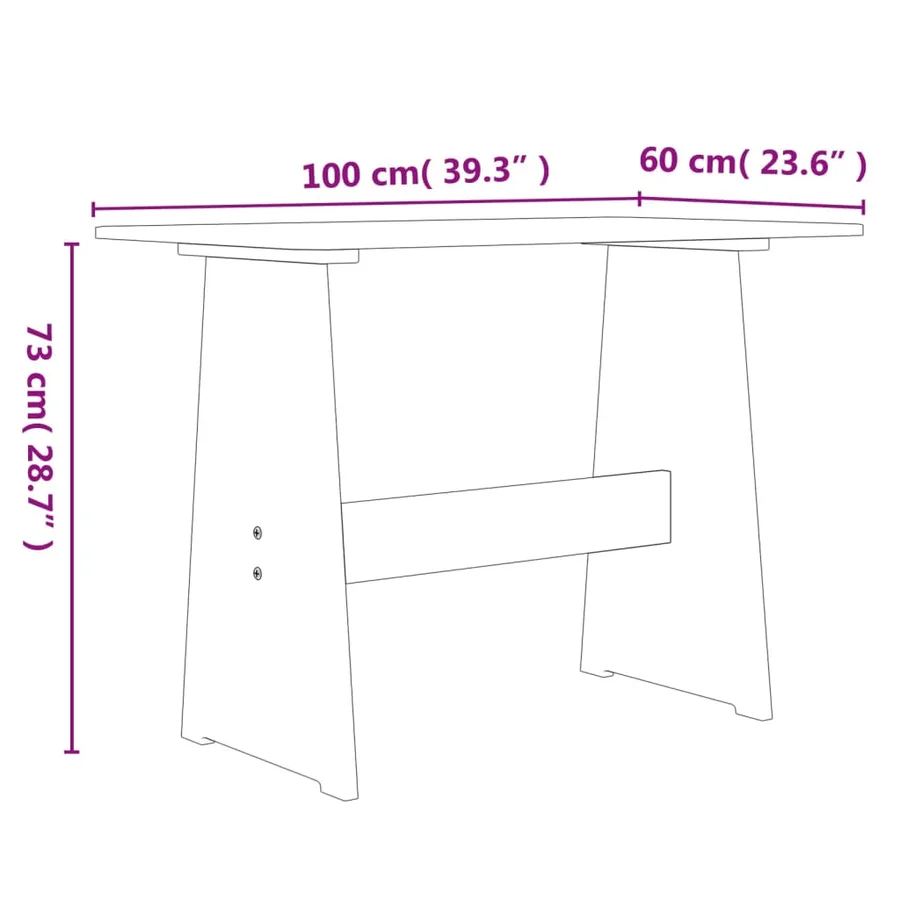 Table à manger et banc REINE marron miel blanc bois pin solide - 8
