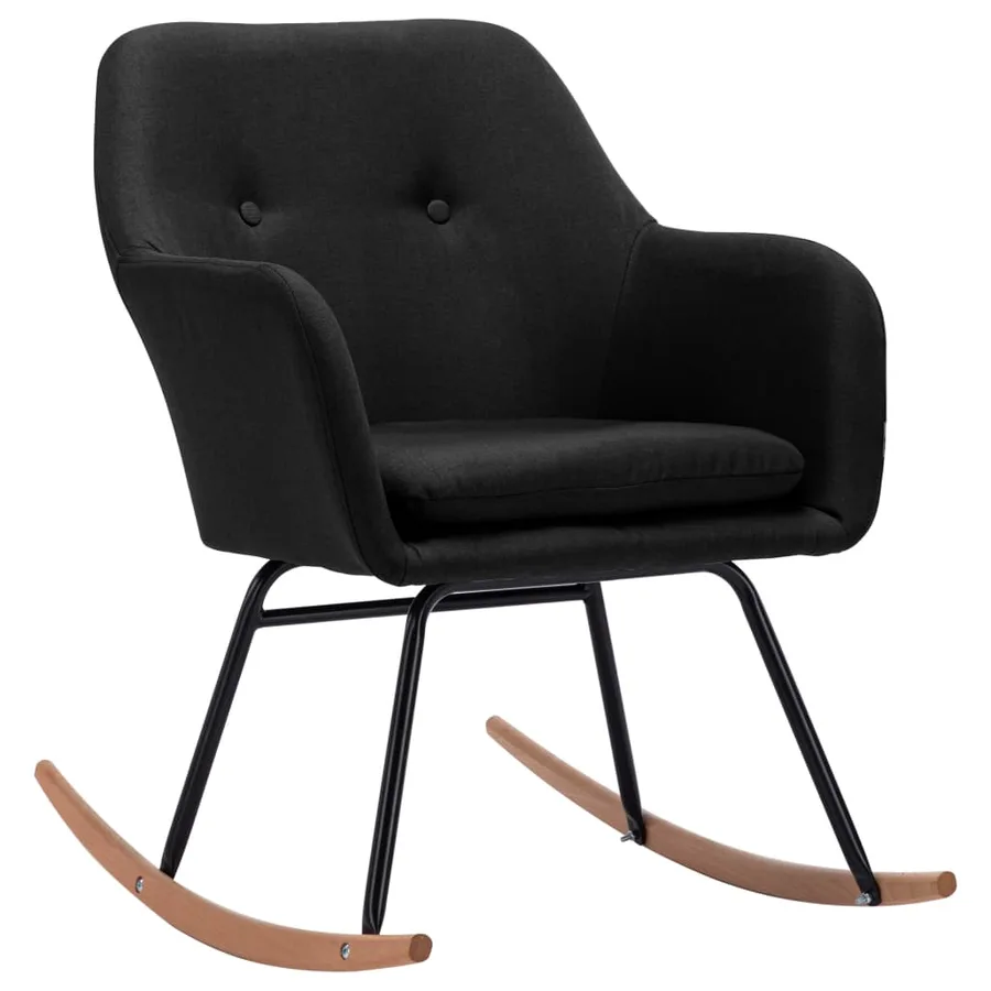 Chaise à bascule Noir Tissu - 2