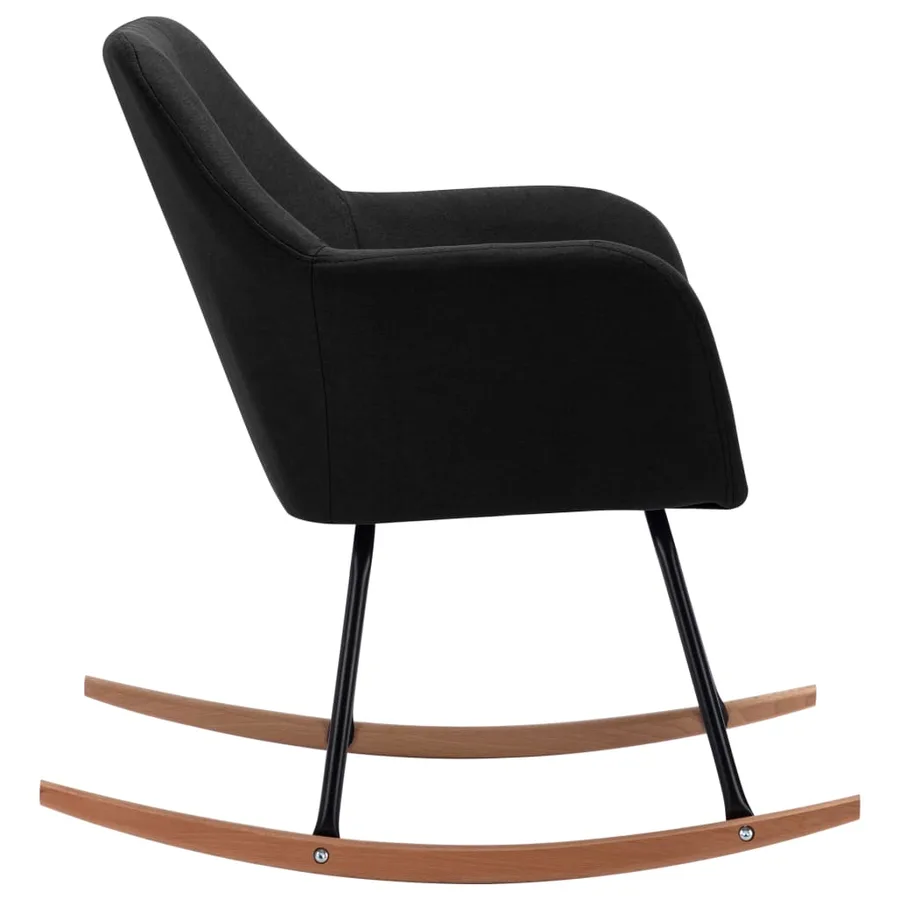 Chaise à bascule Noir Tissu - 4