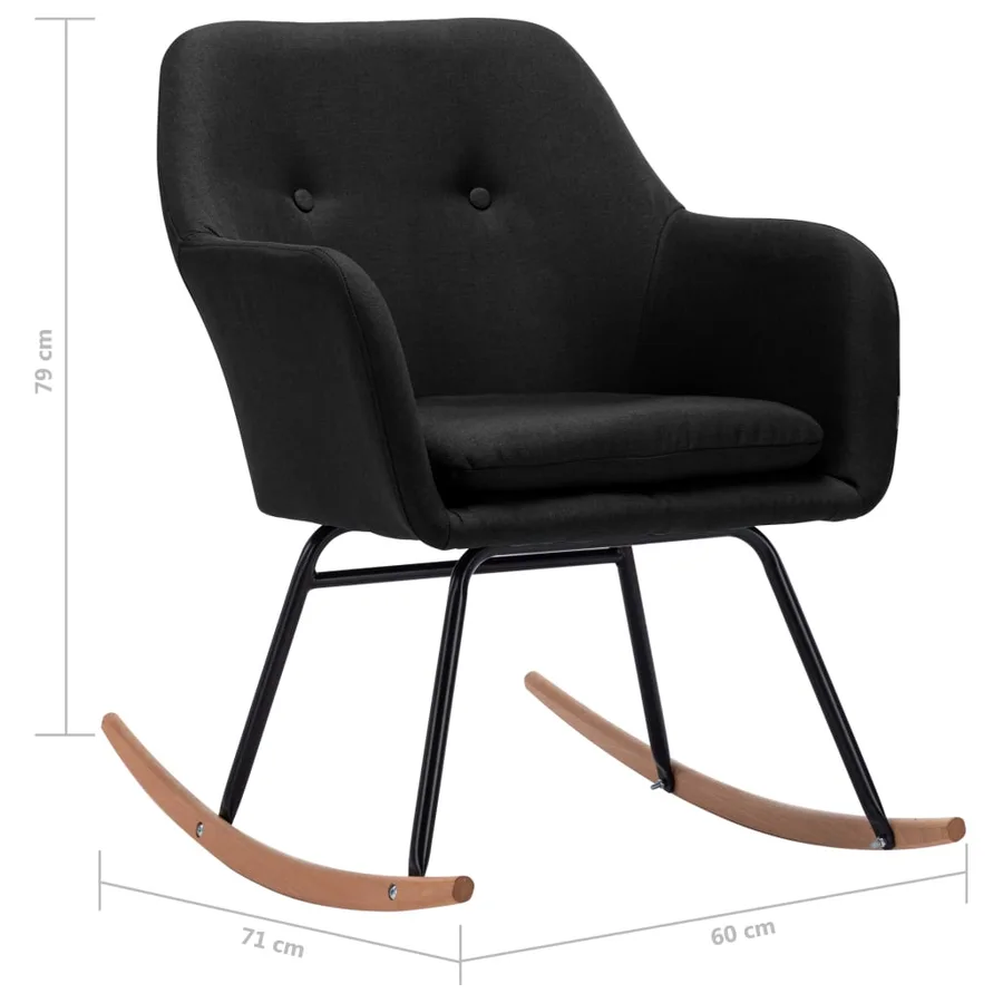 Chaise à bascule Noir Tissu - 8