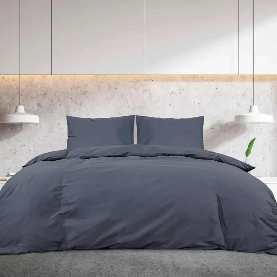 Ensemble de housse de couette Anthracite 220x240 cm Coton - 3