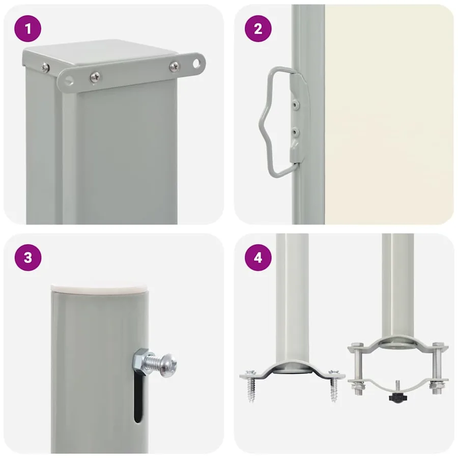 Auvent latéral rétractable de patio 60x300 cm Crème - 11
