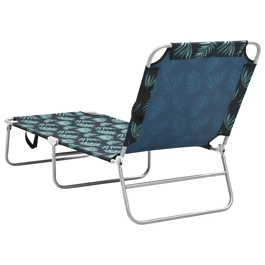 Chaise longue pliable acier et tissu motif de feuilles - 4
