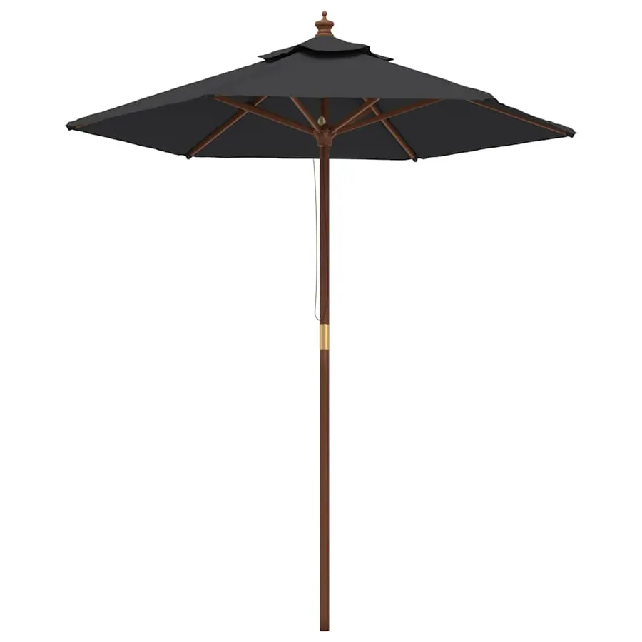 Parasol de jardin avec mât en bois noir 196x231 cm - 2