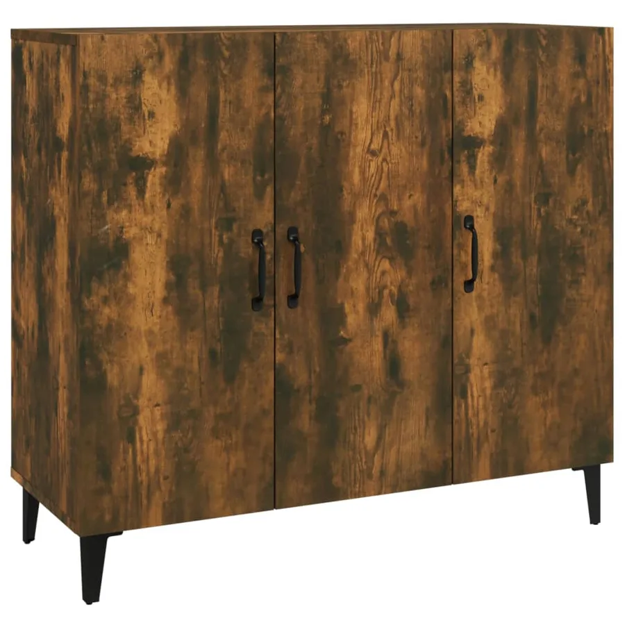Buffet chêne fumé 90x34x80 cm bois d'ingénierie - 2