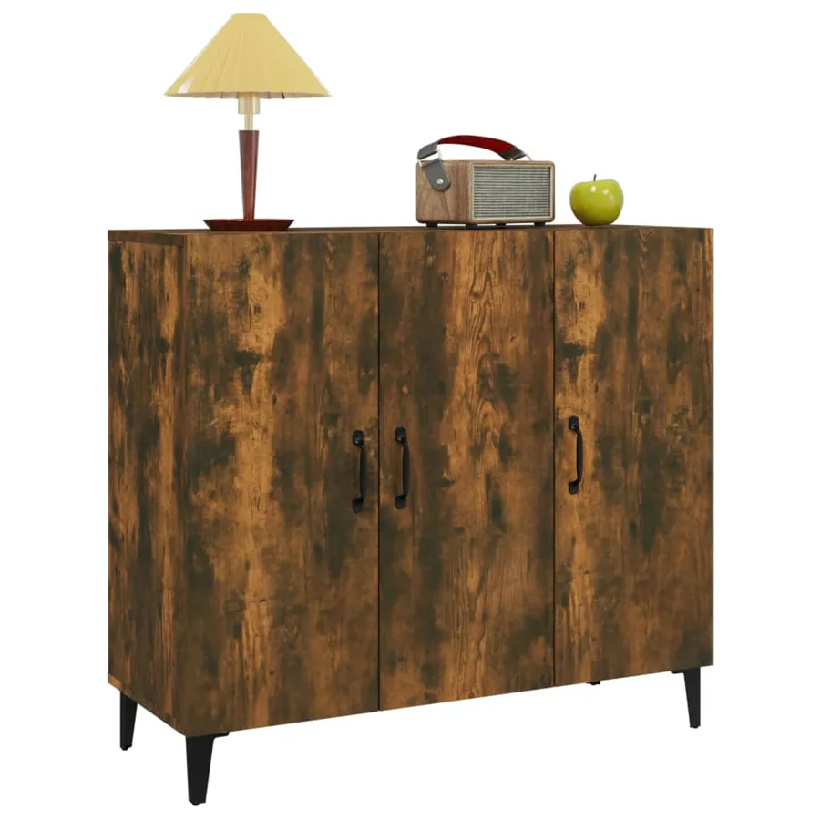Buffet chêne fumé 90x34x80 cm bois d'ingénierie - 4